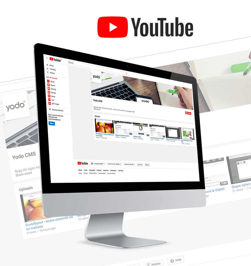 Yodo CMS finns nu på YouTube och erbjuder instruktionsfilmer som hjälper dig i ditt hemsidebyggande.
